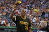 FILE - Member of the 1979 Pittsburgh Pirates World Championship team Dave Parker tips his hat at the fans during a pre-game ceremony honoring the team before a baseball game between the Pittsburgh Pirates and the Philadelphia Phillies in Pittsburgh, Saturday, July 20, 2019. (AP Photo/Gene J. Puskar, File)