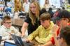 BROOK JONES / FREE PRESS Teacher Maria Nickel, 54, is pictured helping Grade 8 STEM Option students (from left) Dominic Guerreiro, Xavier Lamb, Ty Mitchell and Nolan Grantham at École Stonewall Centennial School in Stonewall, Man., Thursday, Oct. 10, 2024. STEM 8 Option students particpate in the Canadian Space Agency&rsquo;s Rover Driving Academy with the company&rsquo;s mission control. Student teams were able to command via a remote computer accesss program a rover on a simulated lunar surface that the Canaidan Space Agency is developing in Longueil, Que., to go to the moon&rsquo;s surface.