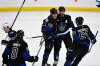 THE CANADIAN PRESS/Fred Greenslade
                                Toronto Maple Leafs&rsquo; William Nylander celebrates his goal against the Winnipeg Jets with teammates during the first period in Winnipeg on Monday.