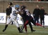 Toronto Argonauts quarterback Chad Kelly (12) is tackled by Montreal Alouettes defensive end Jordan Domineck (44) during third quarter CFL Eastern Conference Final football action Saturday, November 9, 2024 in Montreal. THE CANADIAN PRESS/Christinne Muschi