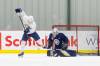 MIKE DEAL / FREE PRESS
                                Kevin He (46) jumps out of the way while trying to deflect a shot on goaltender Alex Worthington (35) during the first day of the 2024 Winnipeg Jets development camp at the Hockey for All Centre Thursday morning. 240704 - Thursday, July 04, 2024.