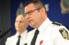 RUTH BONNEVILLE / FREE PRESS-
                                Deputy chief Gene Bowers (front) and Supt. Cam Mackid announced details Thursday about an internal investigation into breaches of trust and related allegations involving three members.