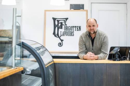 MIKAELA MACKENZIE / FREE PRESS
                                Chris Holbrow at his new Forgotten Flavours location on Corydon on Monday, Nov. 18, 2024. The Niverville-based bakery is opening in Winnipeg (where the Pennyloaf Bakery used to be) on Tuesday. For biz story. Winnipeg Free Press 2024