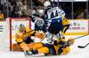MARK HUMPHREY / THE ASSOCIATED PRESS
                                Winnipeg blue-liner Josh Morrissey (44) jumps over a sliding Predators defenceman Roman Josi during the third period of Saturday&rsquo;s game in Nashville.