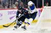 Fred Greenslade / THE CANADIAN PRESS
                                Blues&rsquo; Pierre-Olivier Joseph (right) contains Cole Perfetti behind the St. Louis net.