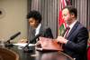 MIKAELA MACKENZIE / FREE PRESS
                                Health Minister Uzoma Asagwara (left) and Finance Minister Adrien Sala presented the province&rsquo;s fiscal update Monday.