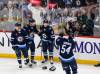 John Woods / THE CANADIAN PRESS
                                Winnipeg Jets&rsquo; Vladislav Namestnikov (7), Nikolaj Ehlers (27), Cole Perfetti (91) and Dylan Samberg (54) celebrate Perfetti&rsquo;s hat-trick goal against the Utah Hockey Club during the third period in Winnipeg on Friday.