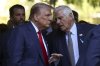 FILE - Nassau County executive Bruce Blakeman talks to Republican presidential nominee, former President Donald Trump during a 911 memorial ceremony in New York, Sept. 11, 2024. (AP Photo/Yuki Iwamura, File)
