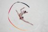 FILE - Vera Tugolukova, of Cyprus, performs her ribbon exercise in the rhythmic gymnastics individuals all-round qualification round at La Chapelle Arena at the 2024 Summer Olympics, Thursday, Aug. 8, 2024, in Paris, France. (AP Photo/Francisco Seco, File)