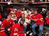 SUPPLIED
                                Team Canada&rsquo;s Seth Jarvis (with a backwards ball cap and white shirt) celebrates with friends Lucas Fry (back row, left to right), Isaiah Wagner, Sloan Tremblay, Matt McLeod and Noah Wagner, Bryan Hanna (backwards black hat), Lucas Humble (backwards red hat) and Jarvis&rsquo;s brother Kayden (front).
