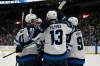 JEFF LE / THE ASSOCIATED PRESS
                                Winnipeg Jets center Gabriel Vilardi is congratulated by teammates after scoring his 26th goal of the season against the St. Louis Blues Saturday in St. Louis.