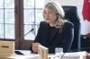 Foreign Affairs Minister Melanie Joly speaks during the G7 foreign ministers meeting in La Malbaie, Que. on Thursday, March 13, 2025. THE CANADIAN PRESS/Saul Loeb