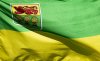 Saskatchewan's provincial flag flies on a flag pole in Ottawa on July 6, 2020.  THE CANADIAN PRESS/Adrian Wyld