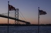 Lights illuminate the Ambassador Bridge that stretches between Windsor, Ont. and Detroit, Mich. on Thursday, March 6, 2025. THE CANADIAN PRESS/Chris Young