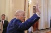 President Donald Trump departs after an event in the East Room of the White House, Tuesday, April 8, 2025, in Washington. (AP Photo/Alex Brandon)
