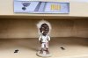 This image provided by the St. Louis Blues via NHL shows Jobu, the doll from the 1989 movie “Major League,” in the locker of the NHL hockey club St. Louis Blues. (Courtesy St. Louis Blues/NHL via AP)