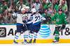 Julio Cortez / The Associated Press
                                Winnipeg Jets right winger Nino Niederreiter, left, celebrates his first period goal with teammates Adam Lowry, centre, and Mason Appleton Thursday, in Dallas.