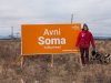 Avni Soma, the federal NDP candidate in the new Yellowhead electoral district, is seen with one of her election signs in this undated handout photo. THE CANADIAN PRESS/HO, Avni Soma ** MANDATORY CREDIT **