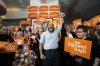 NDP Leader Jagmeet Singh attends a rally at the campaign office of NDP candidate Rachel Loewen Walker, centre right, in Saskatoon on Wednesday, April 9, 2025. THE CANADIAN PRESS/Christopher Katsarov