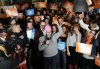 NDP Leader Jagmeet Singh reacts at a campaign event with supporters during a federal election campaign stop in Montreal on Sunday, March 23, 2025. THE CANADIAN PRESS/Nathan Denette
