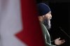 NDP Leader Jagmeet Singh makes an announcement during a campaign stop in St. John's, N.L. on Saturday, April 5, 2025. THE CANADIAN PRESS/Christinne Muschi