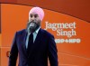 NDP Leader Jagmeet Singh arrives for a television interview with all federal party leaders at a studio Thursday, April 3, 2025 in Montreal. THE CANADIAN PRESS/Adrian Wyld