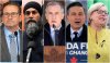 This composite image made from five file photos shows, from left to right, Bloc Quebecois Leader Yves-Francois Blanchet on March 23, 2025; NDP Leader Jagmeet Singh on March 22, 2025; Liberal Leader Mark Carney on March 23, 2025; Conservative Leader Pierre Poilievre on March 23, 2025; and co-Leader of the Green Party Elizabeth May on March 23, 2025. THE CANADIAN PRESS/Christinne Muschi, Justin Tang, Adrian Wyld