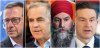 This composite image made from four file photos show, from left to right, Bloc Quebecois Leader Yves-Francois Blanchet in Victoriaville, Que., Friday, April 25, 2025; Liberal Leader Mark Carney in Coquitlam, B.C., on Thursday, April 24, 2025; NDP Leader Jagmeet Singh in Windsor, Ont., Saturday, April 26, 2025, and Conservative Leader Pierre Poilievre in Halifax on Thursday, April 24, 2025. THE CANADIAN PRESS/Jacques Boissinot, Sean Kilpatrick, Darryl Dyck, Darren Calabrese