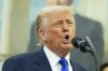 President Donald Trump speaks during an event to announce that the 2027 NFL Draft will be held on the National Mall, in the Oval Office of the White House, Monday, May 5, 2025, in Washington. (AP Photo/Alex Brandon)