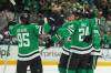 Julio Cortez / The Associated Press
                                Dallas Stars&rsquo; Matt Duchene, Roope Hintz, Thomas Harley celebrate after Hintz scored a power play goal against the Winnipeg Jets in the first period of Game 3 of a second-round NHL hockey playoff series in Dallas, Sunday.
