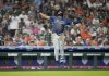 Tampa Bay Rays' Junior Caminero (13) celebrates his three-run home run against Houston Astros relief pitcher Bryan King during the seventh inning of a baseball game, Thursday, May 29, 2025, in Houston. (AP Photo/Karen Warren)