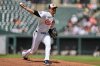 Baltimore Orioles starting pitcher Charlie Morton delivers during the first inning of a baseball game against the St. Louis Cardinals, Monday, May 26, 2025, in Baltimore. (AP Photo/Stephanie Scarbrough)