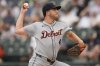 Detroit Tigers starting pitcher Beau Brieske (4) throws against the Chicago White Sox during the first inning of a baseball game Tuesday, June 3, 2025, in Chicago. (AP Photo/Erin Hooley)