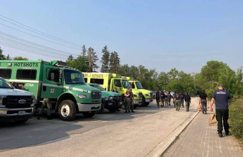 American fire crews prepare to leave the University of Manitoba in Winnipeg, Thursday morning to help battle the province&rsquo;s wildfires. (Province of Manitoba)