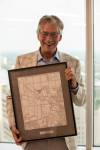 BROOK JONES / FREE PRESS
                                Former premier Gary Doer holds his CentrePort Canada Footprint Award, which recognizes an individual who has contributed to the success of CentrePort Canada and its mission to grow Manitoba&rsquo;s role in global trade and logistics.