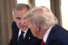 Prime Minister Mark Carney looks on as reporters ask United States President Donald Trump questions during the G7 Summit in Kananaskis, Alta., on Monday, June 16, 2025. (Darryl Dyck / The Canadian Press)