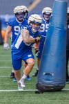 MIKE DEAL / FREE PRESS
                                Winnipeg Blue Bombers&rsquo; Colin Kornelson during practice at Princess Auto Stadium. The first-year defensive tackle was chosen by the Bombers in the fifth round of the 2023 CFL Draft.