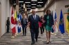 Premier of Ontario Doug Ford, left, and Premier of Alberta Danielle Smith enter the First Minister’s Meeting in Saskatoon on Monday, June 2, 2025. THE CANADIAN PRESS/Liam Richards