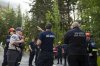 Members of Squamish Fire Rescue prepare to battle the Dryden Creek wildfire, north of Squamish, B.C., on Wednesday, June 11, 2025. THE CANADIAN PRESS/Tijana Martin