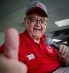 JOHN WOODS / FREE PRESS
                                Ron Arnst, the in-game announcer for the Winnipeg Goldeyes, has been working with the organization since Season 1. One of his all-time favourite players was Brian &lsquo;Duuuuuu-vaaaa&rsquo; Duva (below).