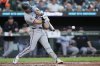 Miami Marlins' Connor Norby hits a single during the third inning of a baseball game against the Baltimore Orioles, Friday, July 11, 2025, in Baltimore. (AP Photo/Stephanie Scarbrough)