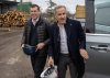 Prime Minister Mark Carney arrives at Elmsdale Lumber Yard with then-agriculture minister Kody Blois during a campaign stop in Elmsdale, N.S., on Tuesday, March 25, 2025. THE CANADIAN PRESS/Frank Gunn