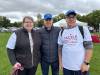 Terry Greenwood (centre) was diagnosed with pulmonary fibrosis in 2022. The 78-year-old attended the second annual Walk for Pulmonary Fibrosis at Assiniboine Park in Winnipeg on Saturday with his daughter and son-in-law, Kelly and Michael Thibodeau. Aaron Epp / Winnipeg Free Press