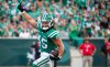 Saskatchewan Roughriders running back A.J. Ouellette (45) celebrates after scoring a touchdown against the Winnipeg Blue Bombers during the first half of CFL football action in Regina, Sunday, Aug. 31, 2025. THE CANADIAN PRESS/Heywood Yu