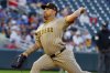 San Diego Padres starting pitcher Nestor Cortes throws to the Minnesota Twins in the first inning of a baseball game Friday, Aug. 29, 2025, in Minneapolis. (AP Photo/Bruce Kluckhohn)