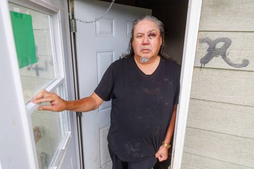 MIKE DEAL / FREE PRESS
                                Michael Raven recovering at a relative&rsquo;s home from being stabbed. Residents of Hollow Water First Nation are still reeling a day after the stabbing.