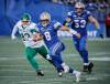 JOHN WOODS / THE CANADIAN PRESS
Winnipeg Blue Bombers quarterback Zach Collaros (8) runs for a first down against the Saskatchewan Roughriders during first half CFL action in Winnipeg, Saturday, Sept. 6, 2025.