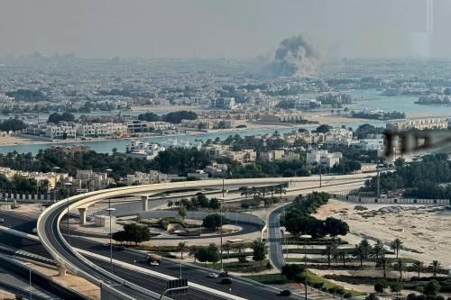 UGC via AP
                                Smoke rises from an explosion caused by an Israeli strike, in Doha, Qatar, on Sept. 9.