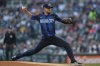 Detroit Tigers starting pitcher Charlie Morton throws during the first inning of a baseball game against the Atlanta Braves, Friday, Sept. 19, 2025, in Detroit. (AP Photo/Ryan Sun)