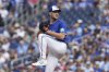 Toronto Blue Jays pitcher Trey Yesavage (39) works against Tampa Bay Rays during first inning MLB baseball action in Toronto, Saturday, Sept. 27, 2025. THE CANADIAN PRESS/Chris Young